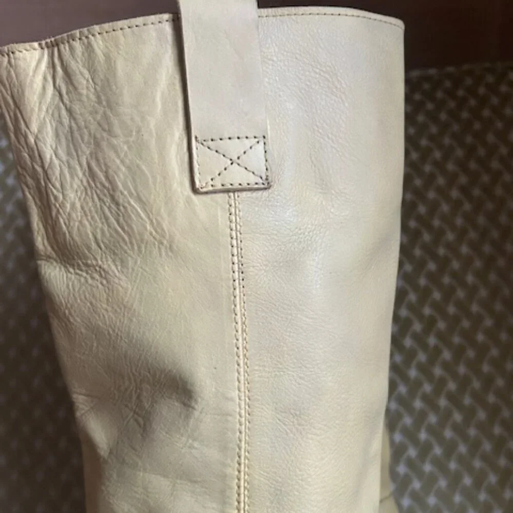 Urban Outfitters Tall Tan Lush Leather Slouch Pull On Boots - Picture 7 of 16